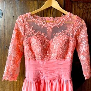 The most beautiful wedding dress or prom dress in a soft warm Peach !